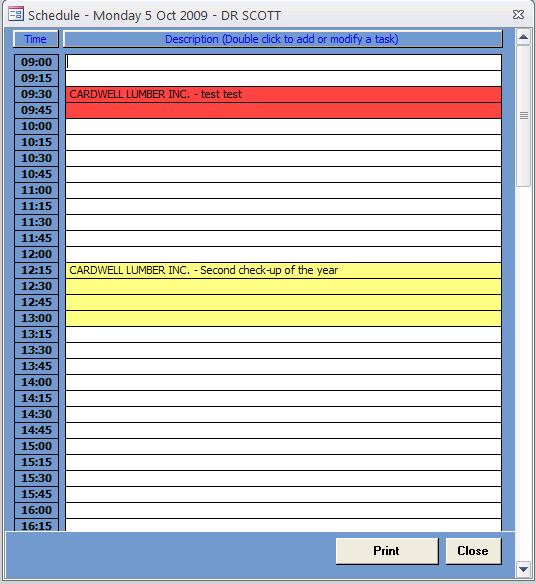 day schedule template. MS Access Database Template